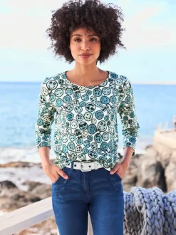 T-shirt à encolure ronde motif imprimé fantaisie