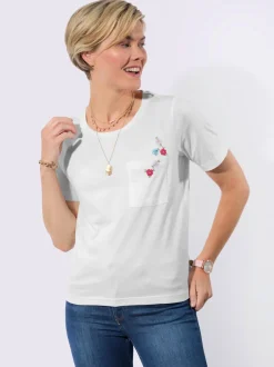 T-shirt à encolure ronde poche poitrine imprimée