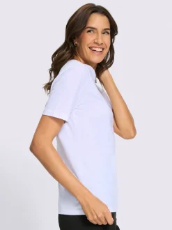 T-shirt à encolure ronde superbe broderie ajourée