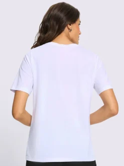 T-shirt à encolure ronde superbe broderie ajourée