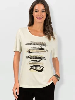 T shirt en coton et manches courtes avec imprimé abstrait