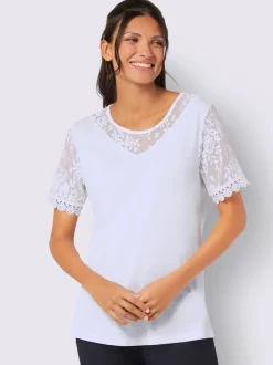 T-shirt en dentelle manches avec dentelle transparente