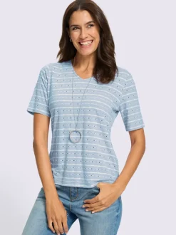 T-shirt en v jacquard en jersey tendance