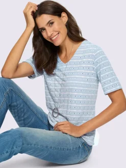 T-shirt en v jacquard en jersey tendance
