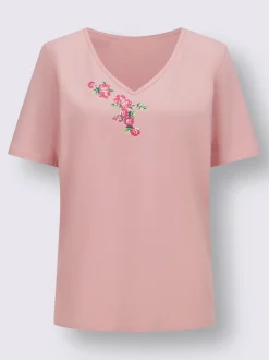 T-shirt en v joli imprimé à l'encolure