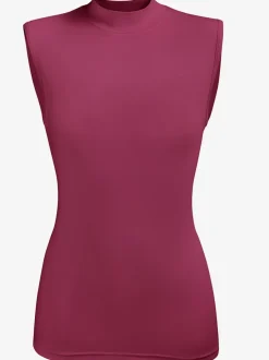 T-shirt femme sans manche à col montant