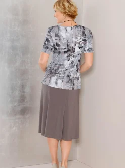 T shirt fluide viscose à encolure ronde et manches courtes imprimé