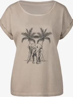 T-shirt imprimé devant avec éléphant et palmiers
