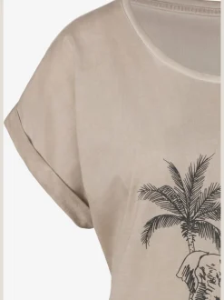 T-shirt imprimé devant avec éléphant et palmiers