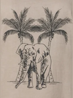 T-shirt imprimé devant avec éléphant et palmiers