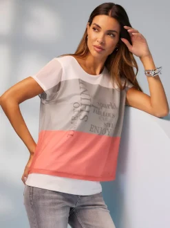 T shirt imprimé 2 en 1 avec col rond et inscription