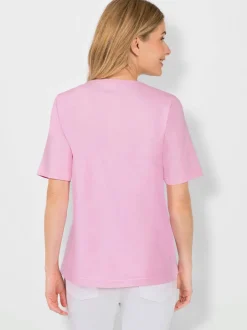 T shirt imprimé en coton col rond et manches courtes pissenlits