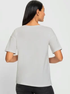 T shirt imprimé lettrage fantaisie encolure ronde et manches courtes