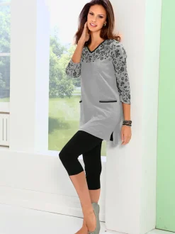 T-shirt long féminin détails imprimés
