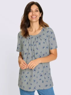 T-shirt long plis affinants à l'encolure