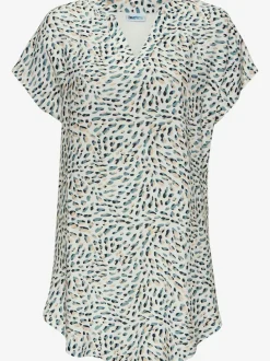 T-shirt long t-shirt à encolure en v avec bordure