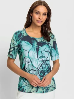 T shirt à manches courtes avec imprimé floral fantaisie en viscose