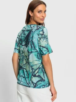 T shirt à manches courtes avec imprimé floral fantaisie en viscose