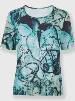 T shirt à manches courtes avec imprimé floral fantaisie en viscose