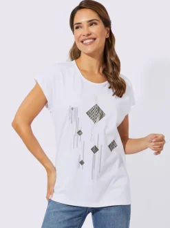 T shirt à manches courtes avec imprimé losanges et lignes graphiques