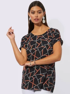 T shirt à manches courtes avec motifs géométriques et viscose ECOVERO