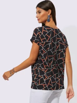 T shirt à manches courtes avec motifs géométriques et viscose ECOVERO