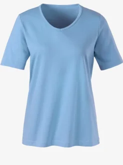 T shirt à manches courtes col V passepoilé