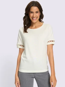 T-shirt à manches courtes dentelle aux manches