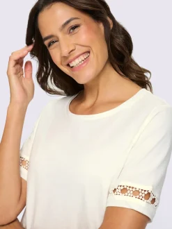 T-shirt à manches courtes dentelle aux manches