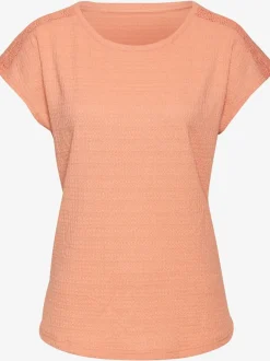 T-shirt à manches courtes empiècement crochet fin aux épaules