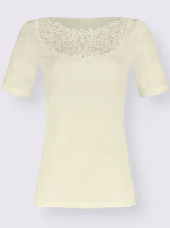 T-shirt manches courtes empiècement dentelle