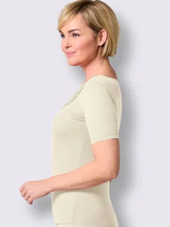 T-shirt manches courtes empiècement dentelle