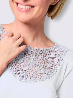 T-shirt manches courtes empiècement dentelle