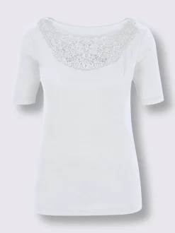 T-shirt manches courtes empiècement dentelle