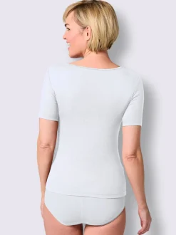 T-shirt manches courtes empiècement dentelle