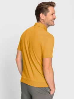 T-shirt à manches courtes empiècement tissu sur le col, la patte de boutonnage et la poche poitrine