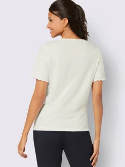T-shirt à manches courtes encolure ronde passepoilée