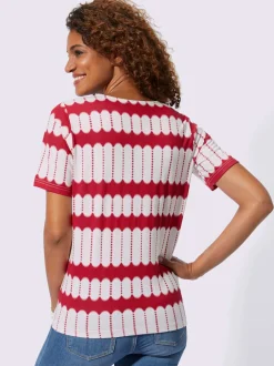 T shirt manches courtes en coton à col V marinière rayures