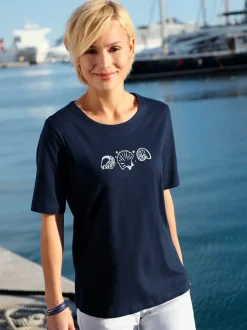 T shirt manches courtes et col rond avec imprimé coquillages