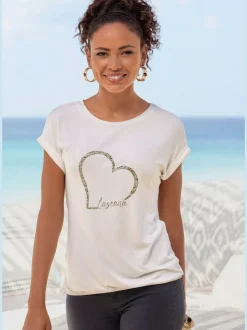 T-shirt à manches courtes imprimé cœur lascana