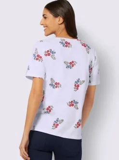 T-shirt à manches courtes imprimé floral aux coloris harmonieux