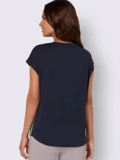 T shirt à manches courtes imprimé motif palmier et géométrique