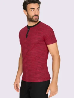 T-shirt à manches courtes patte de boutonnage contrastée