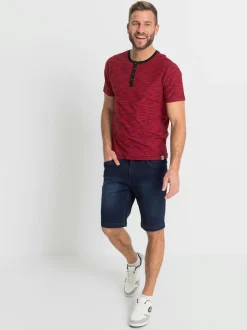 T-shirt à manches courtes patte de boutonnage contrastée