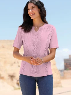 T-shirt à manches courtes superbe broderie de madère