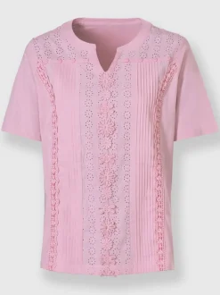 T-shirt à manches courtes superbe broderie de madère