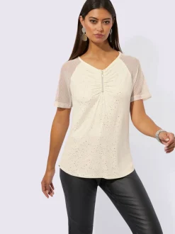 T shirt à manches courtes viscose col en V
