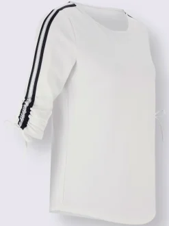 T-shirt à manches 3/4 crêpe et jersey