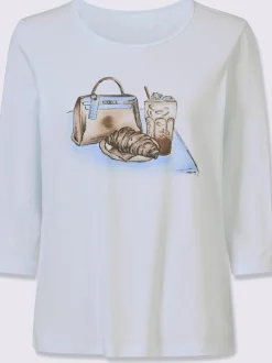 T-shirt à manches 3/4 imprimé avec pierres brillantes fantaisie