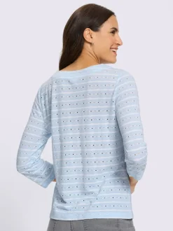 T-shirt à manches 3/4 jacquard en jersey tendance